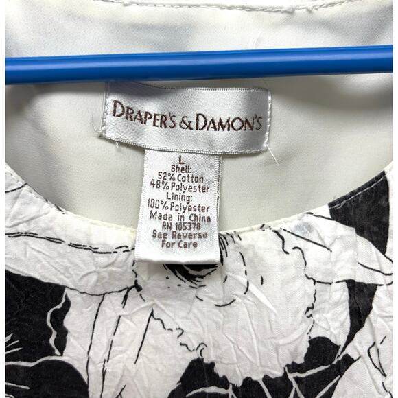Draper's & Damon's White Black Sleeveless Blouse, Lined Top, Women's Size L - Picture 2 of 3